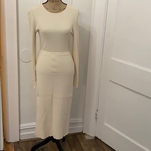 Something Navy ribbed knit sweater and skirt set